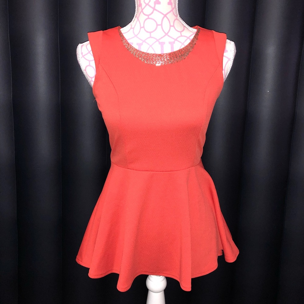 Beautiful orange beaded peplum top